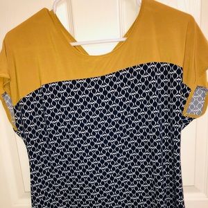 Navy blue and yellow/gold blouse!!